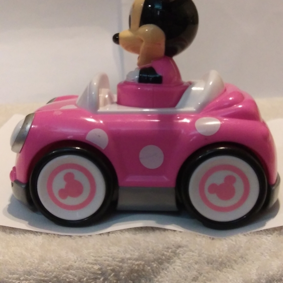 Disney Junior Minnie Mouse Push and Go Racer Pink, Race Car motorized 4.5" x 5" - Picture 2 of 6
